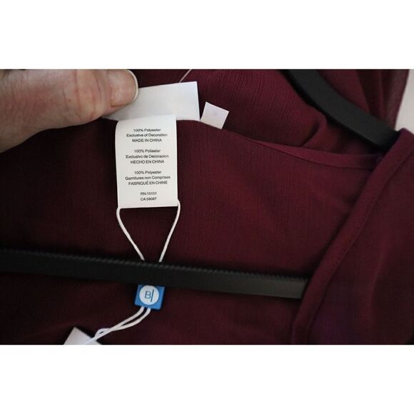 Bleu Rod Beattie RBGS00801 Women's Sz M Maroon Red Chiffon Caftan Cover-Up - Picture 5 of 7